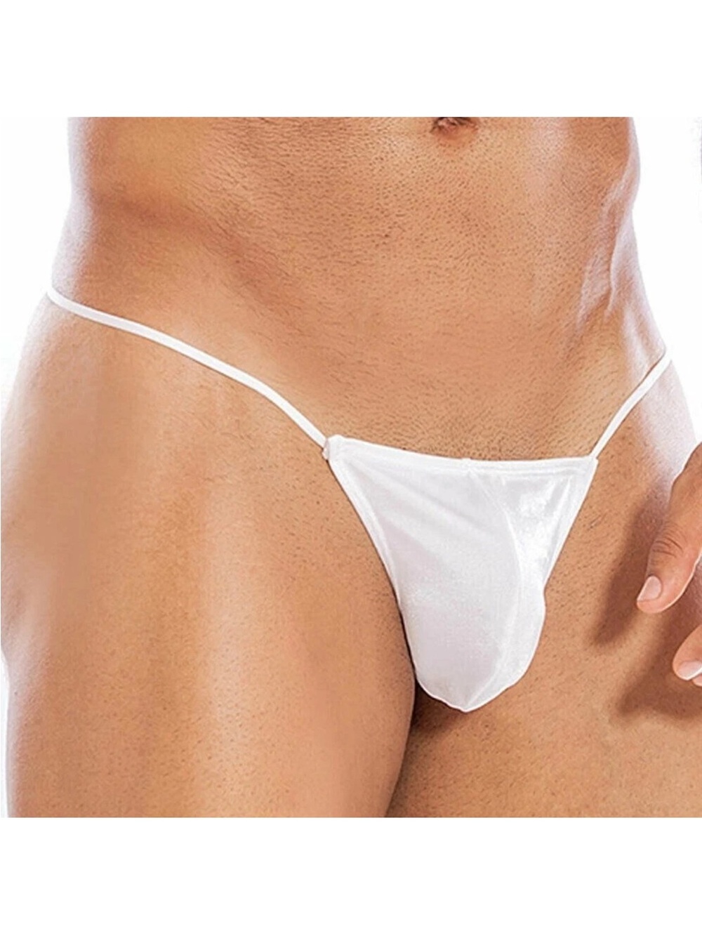 Men's Low-Rise Satin Micro Thong - White XL good stretch (New) 5-red 5 white